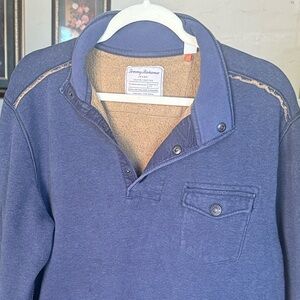 Tommy Bahama Navy and Tan Fleece Pullover
